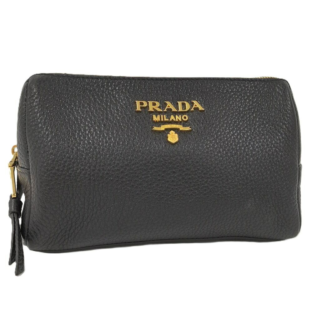 Prada Vitello Daino Leather Pouch Nero