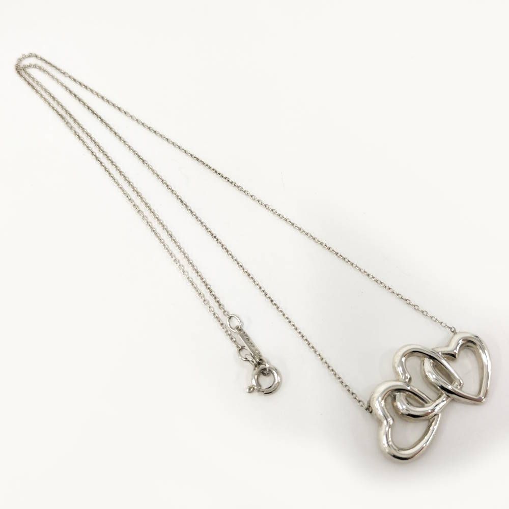 Tiffany & Co Necklace Triple Open Heart Elsa Peretti Silver — view 5