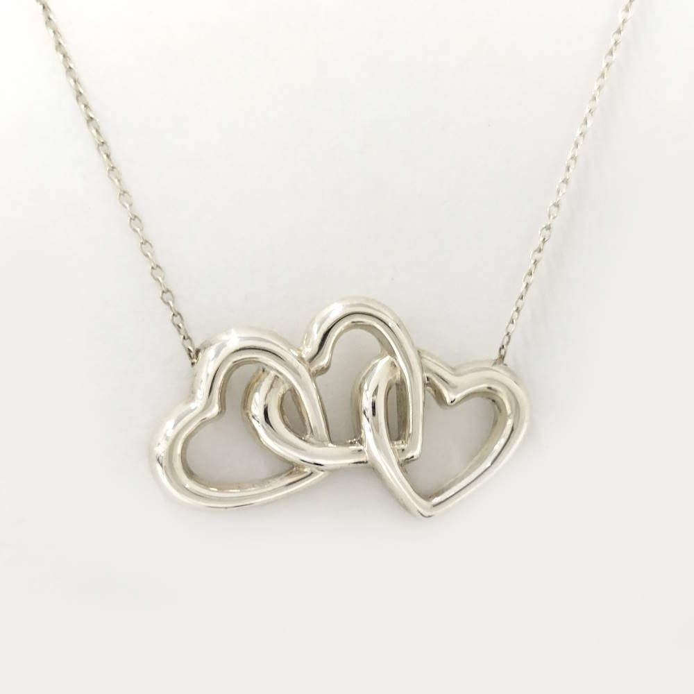 Tiffany & Co Necklace Triple Open Heart Elsa Peretti Silver