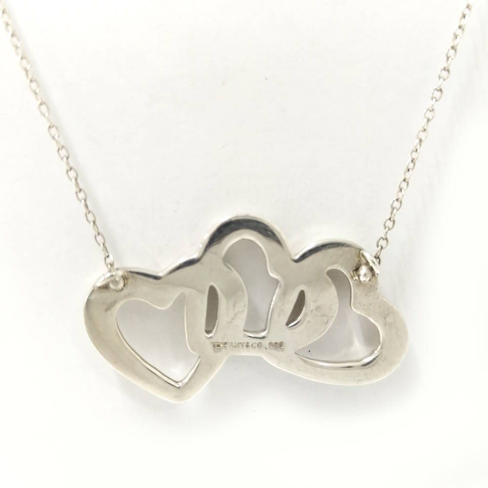 Tiffany & Co Necklace Triple Open Heart Elsa Peretti Silver — view 2