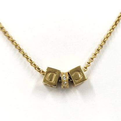 Dior CD Logo Necklace Cube Line Stone Gold Plated — view 2