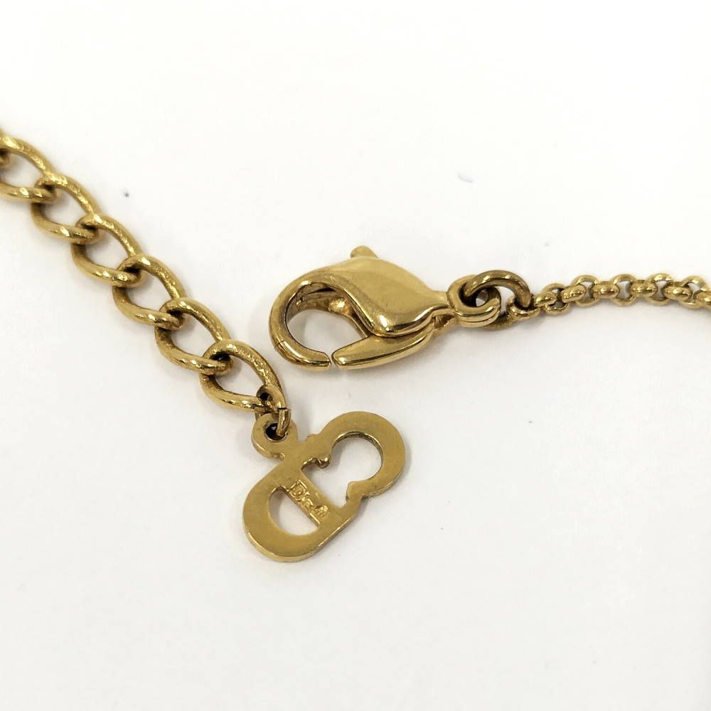 Dior CD Logo Necklace Cube Line Stone Gold Plated — view 5