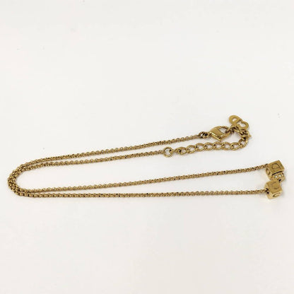 Dior CD Logo Necklace Cube Line Stone Gold Plated — view 3