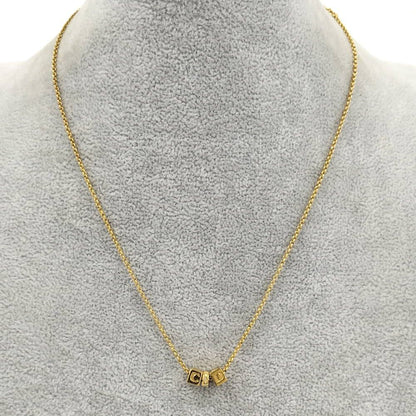 Dior CD Logo Necklace Cube Line Stone Gold Plated — view 7