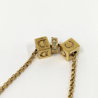Dior CD Logo Necklace Cube Line Stone Gold Plated — view 6