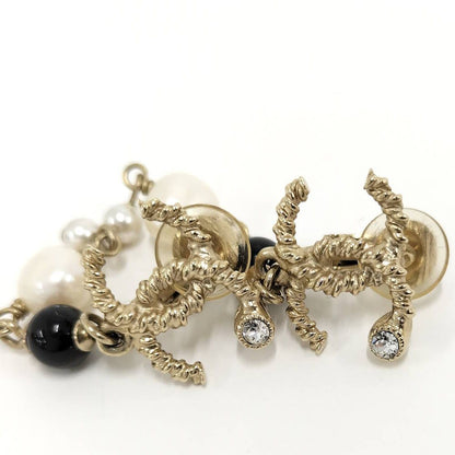 Chanel Earrings Plated Gold White Black — view 5