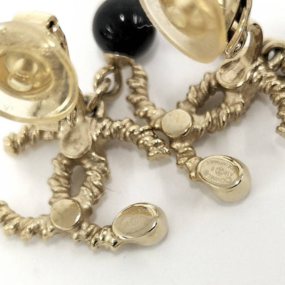 Chanel Earrings Plated Gold White Black — view 4