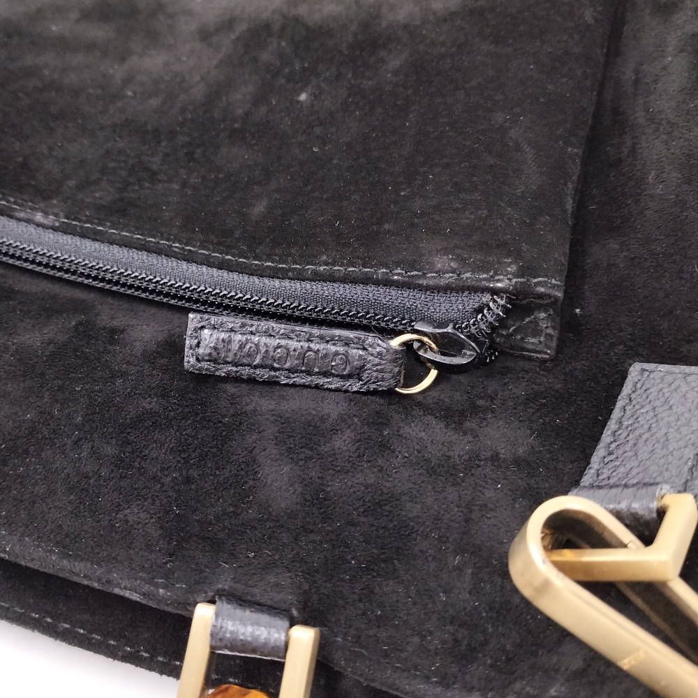 Gucci Bag Bamboo Suede Black — view 7