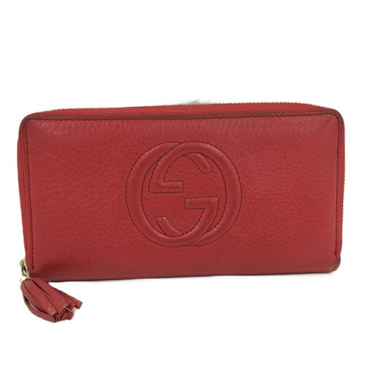 Gucci Zip Around Wallet Soho Interlocking Leather Red