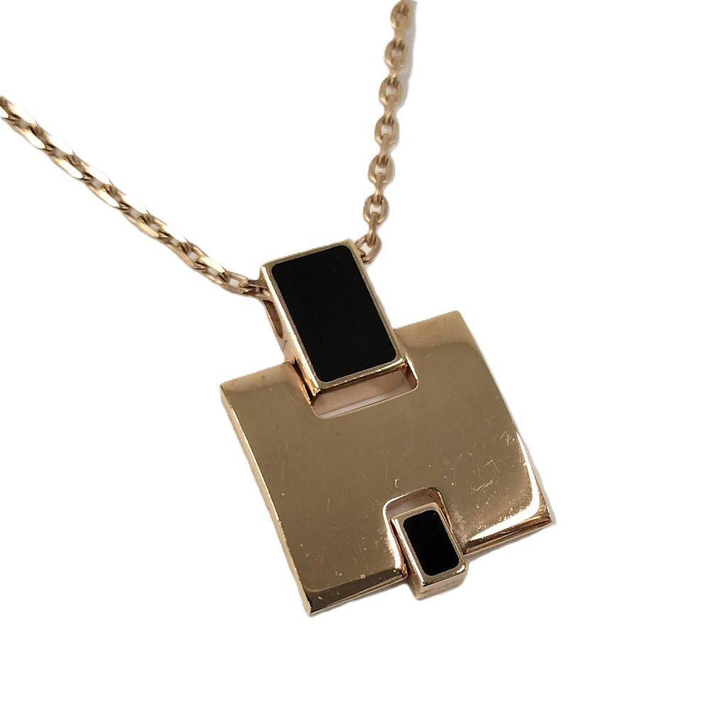 Hermes Irene Necklace Gold Black Plated