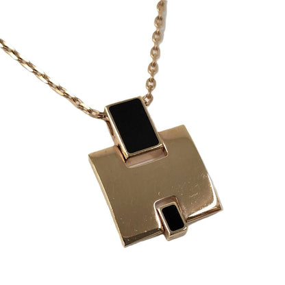 Hermes Irene Necklace Gold Black Plated