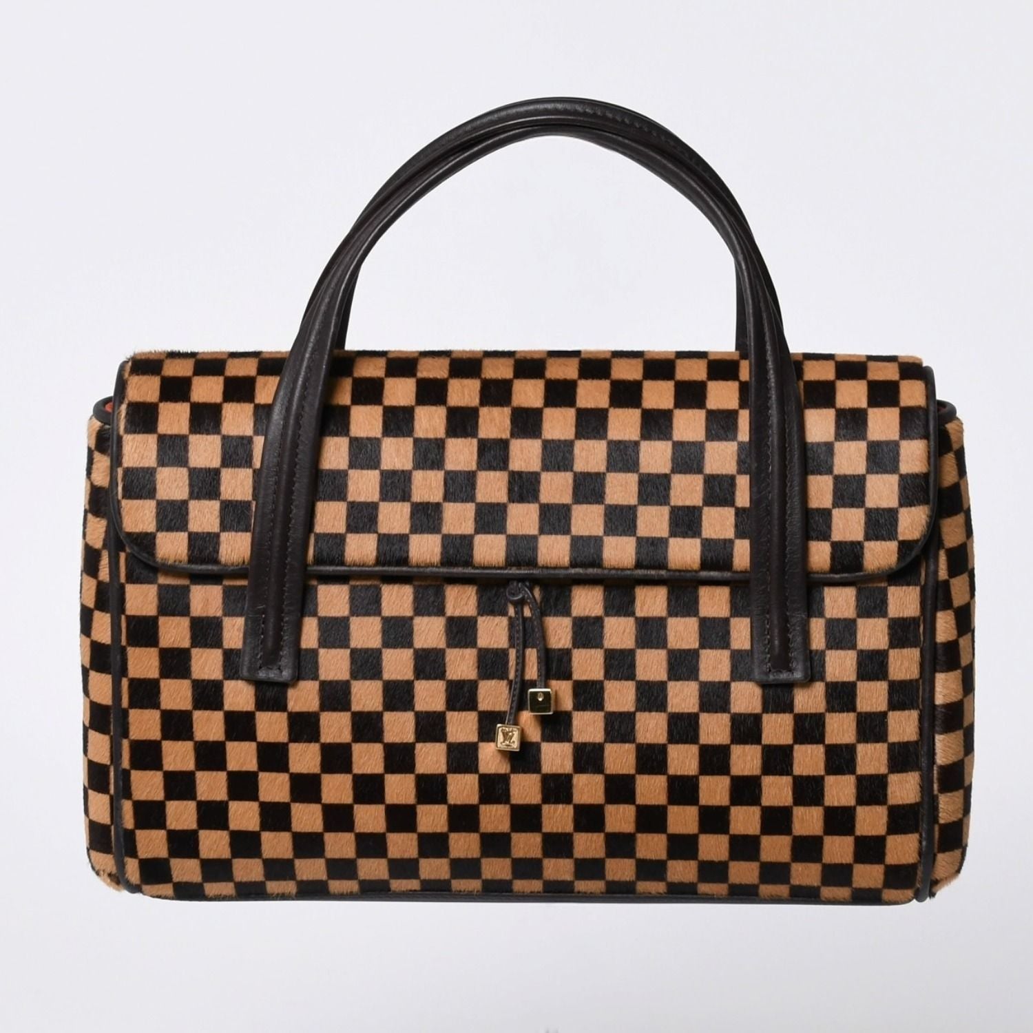 Louis Vuitton Lion Handbag Brown Leather Damier Sauvage Gold