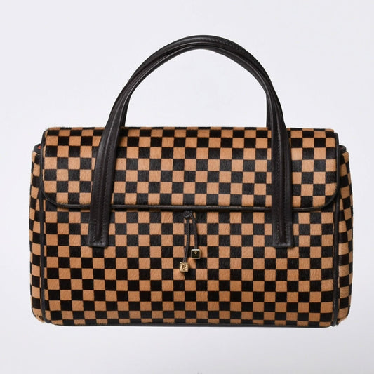 Louis Vuitton Lion Handbag Brown Leather Damier Sauvage Gold
