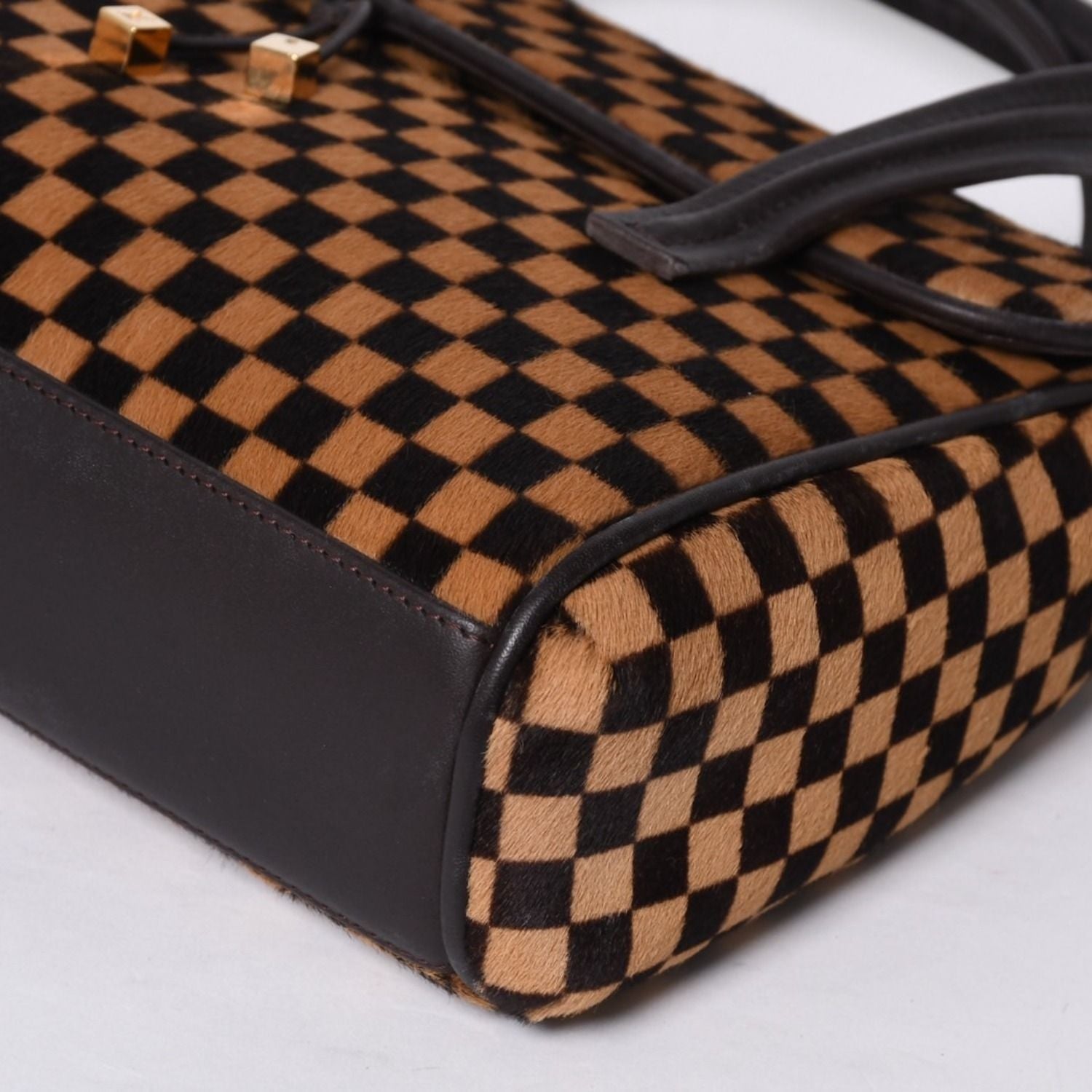 Louis Vuitton Lion Handbag Brown Leather Damier Sauvage Gold — view 8
