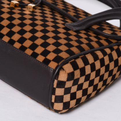 Louis Vuitton Lion Handbag Brown Leather Damier Sauvage Gold — view 8
