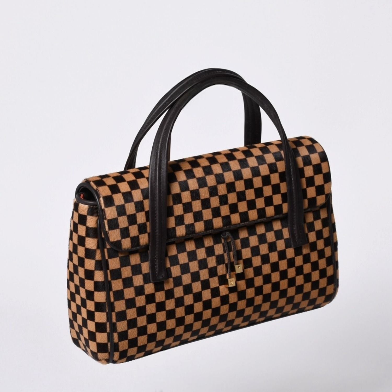 Louis Vuitton Lion Handbag Brown Leather Damier Sauvage Gold — view 3