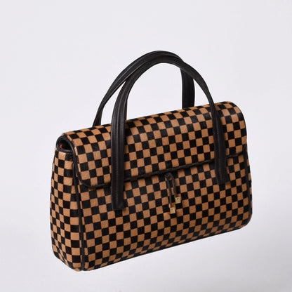 Louis Vuitton Lion Handbag Brown Leather Damier Sauvage Gold — view 3