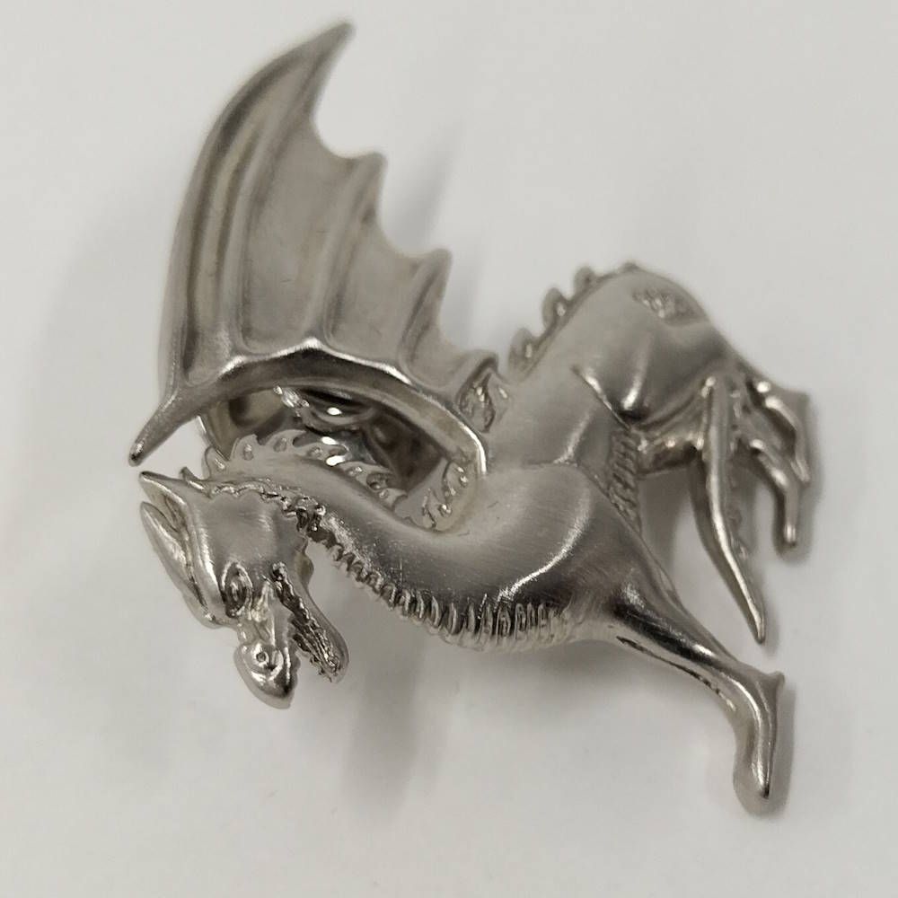 Hermes Pin Brooch Talisman Dragon Silver — view 5