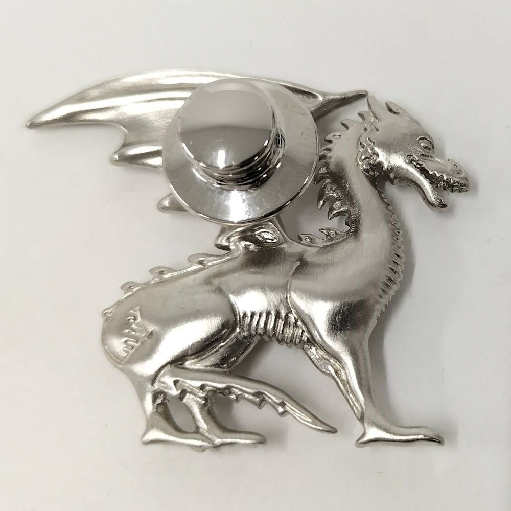 Hermes Pin Brooch Talisman Dragon Silver — view 2