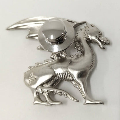 Hermes Pin Brooch Talisman Dragon Silver — view 2