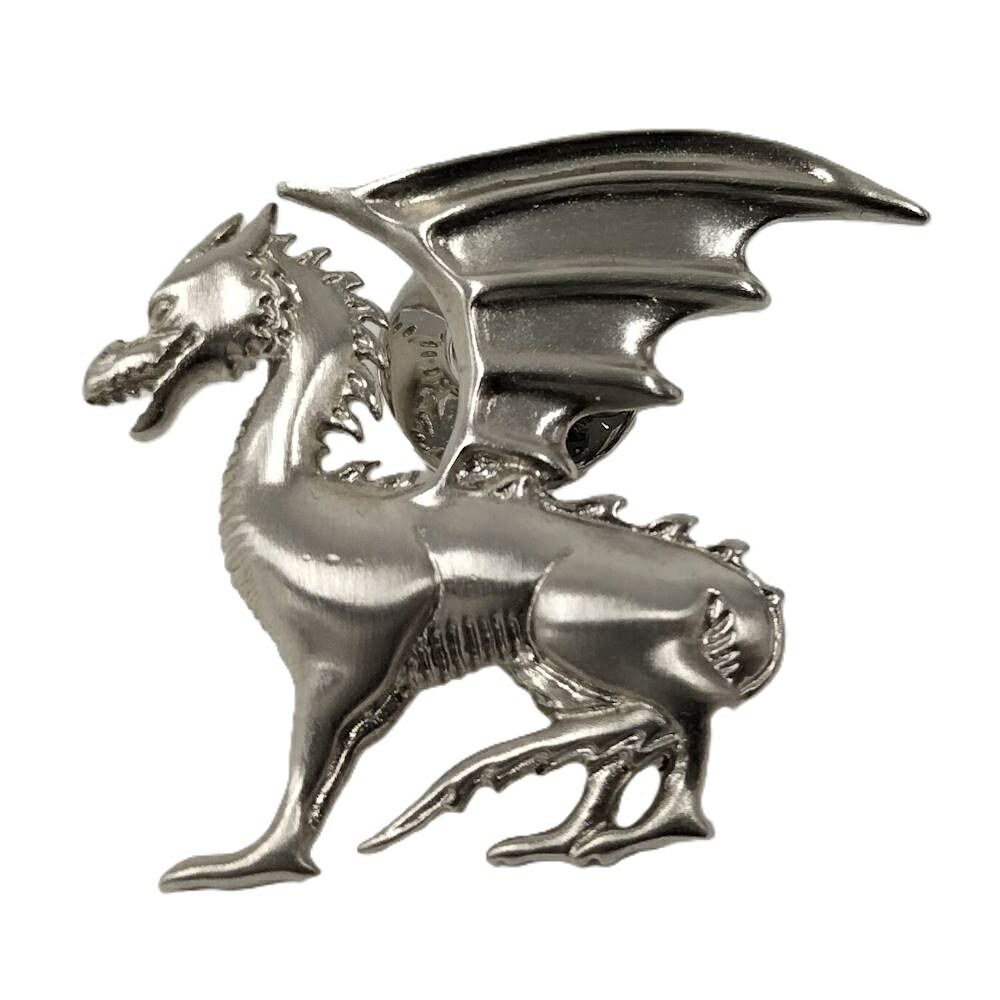 Hermes Pin Brooch Talisman Dragon Silver