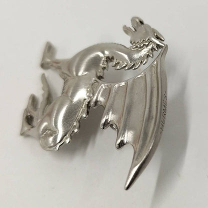 Hermes Pin Brooch Talisman Dragon Silver — view 3