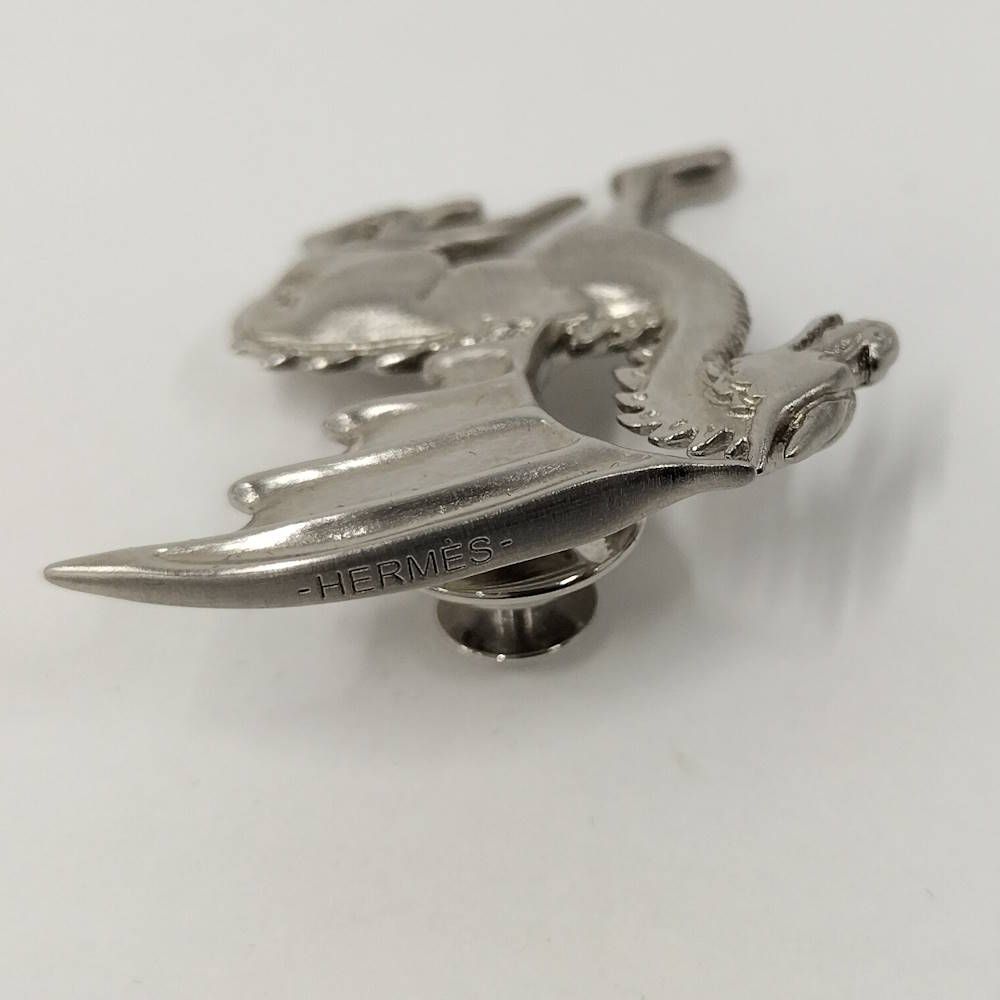 Hermes Pin Brooch Talisman Dragon Silver — view 4
