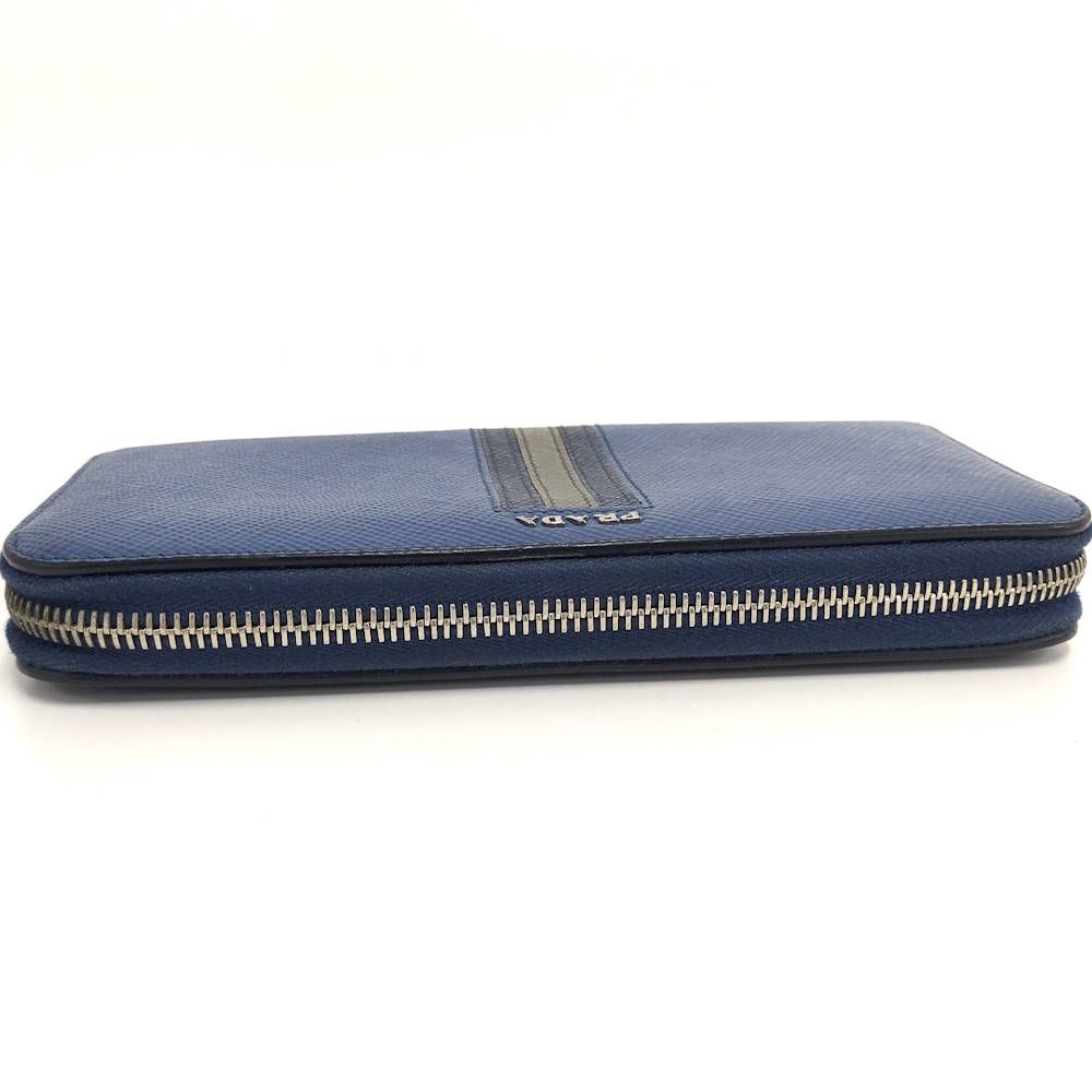 Prada Zip Around Wallet Saffiano Leather Blue — view 7