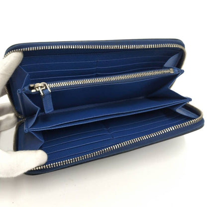 Prada Zip Around Wallet Saffiano Leather Blue — view 2