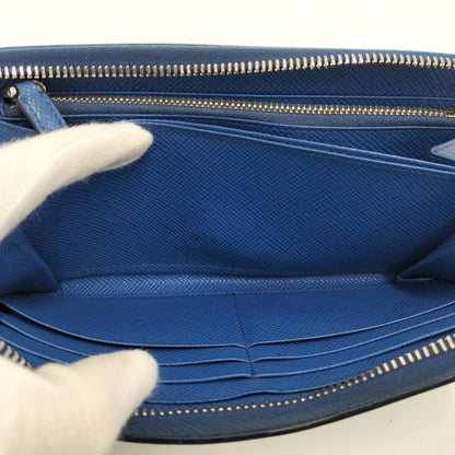 Prada Zip Around Wallet Saffiano Leather Blue — view 9