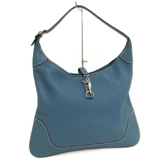 Hermes Trim 38 Handbag Leather Blue