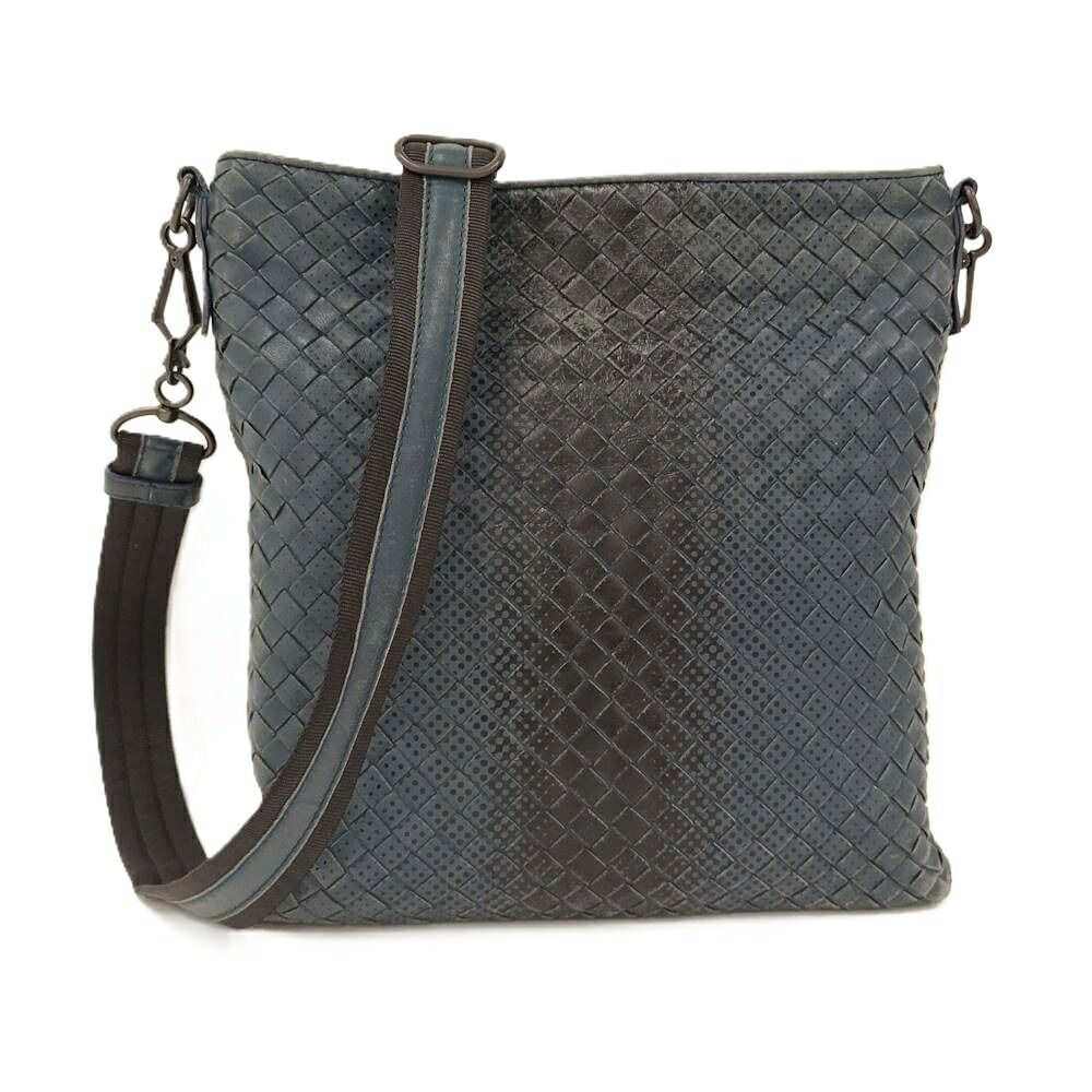 Bottega Veneta Shoulder Bag Intrecciato Leather Navy