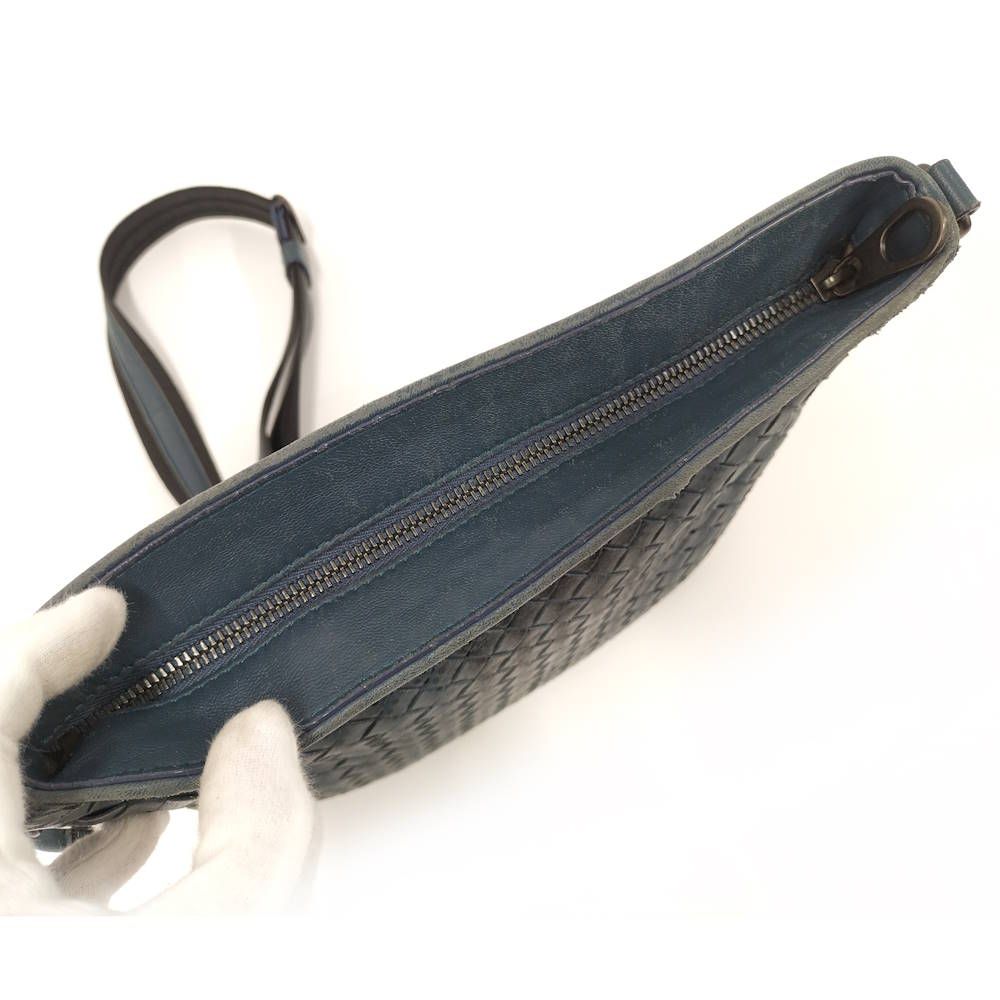 Bottega Veneta Shoulder Bag Intrecciato Leather Navy — view 8
