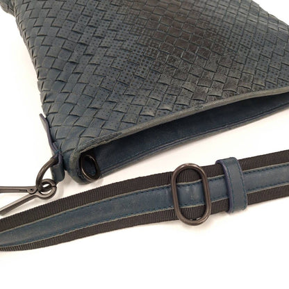 Bottega Veneta Shoulder Bag Intrecciato Leather Navy — view 6