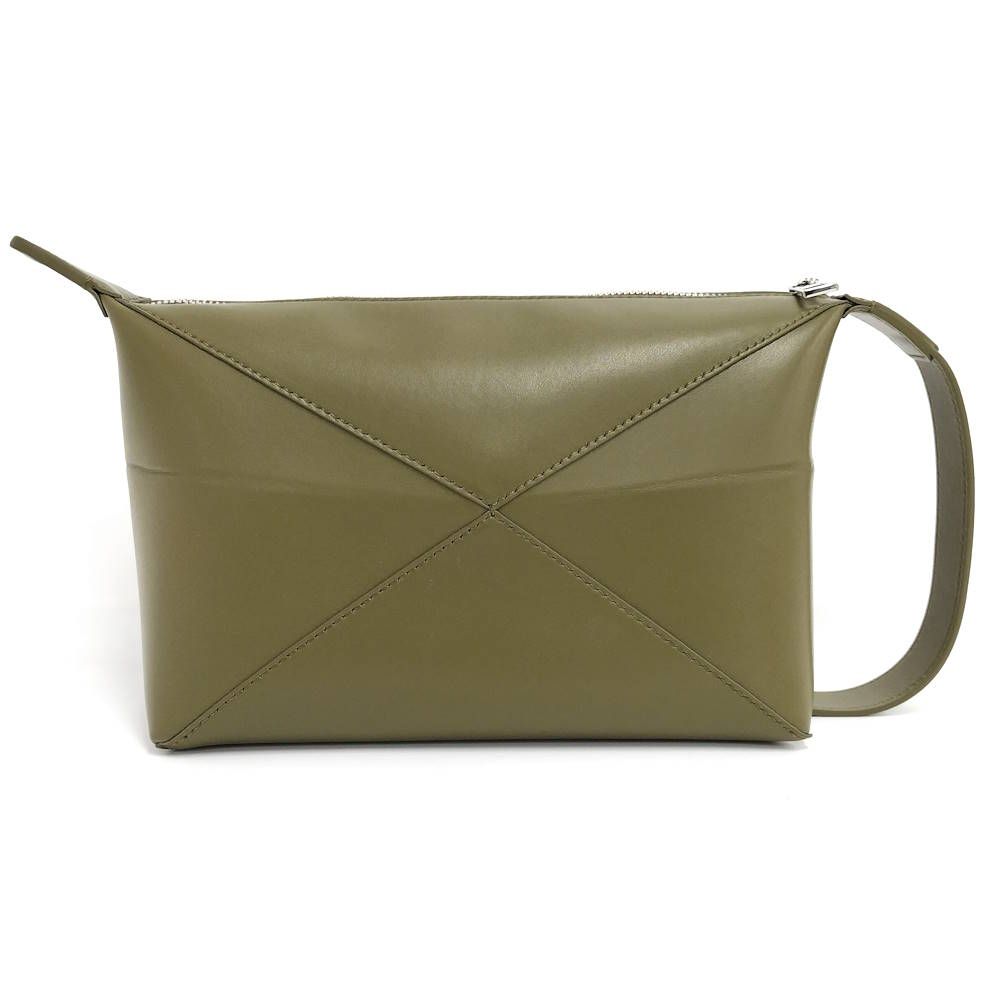 Loewe Puzzle Fold Wash Bag Handbag Leather Khaki — view 2