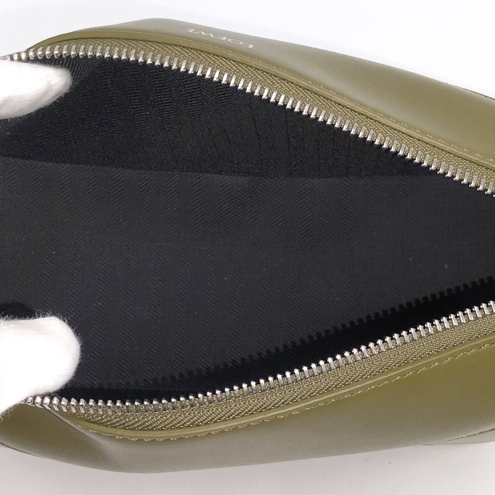 Loewe Puzzle Fold Wash Bag Handbag Leather Khaki — view 8