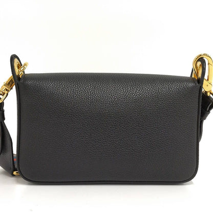 Prada Flap Shoulder Bag Leather Black Gold — view 2