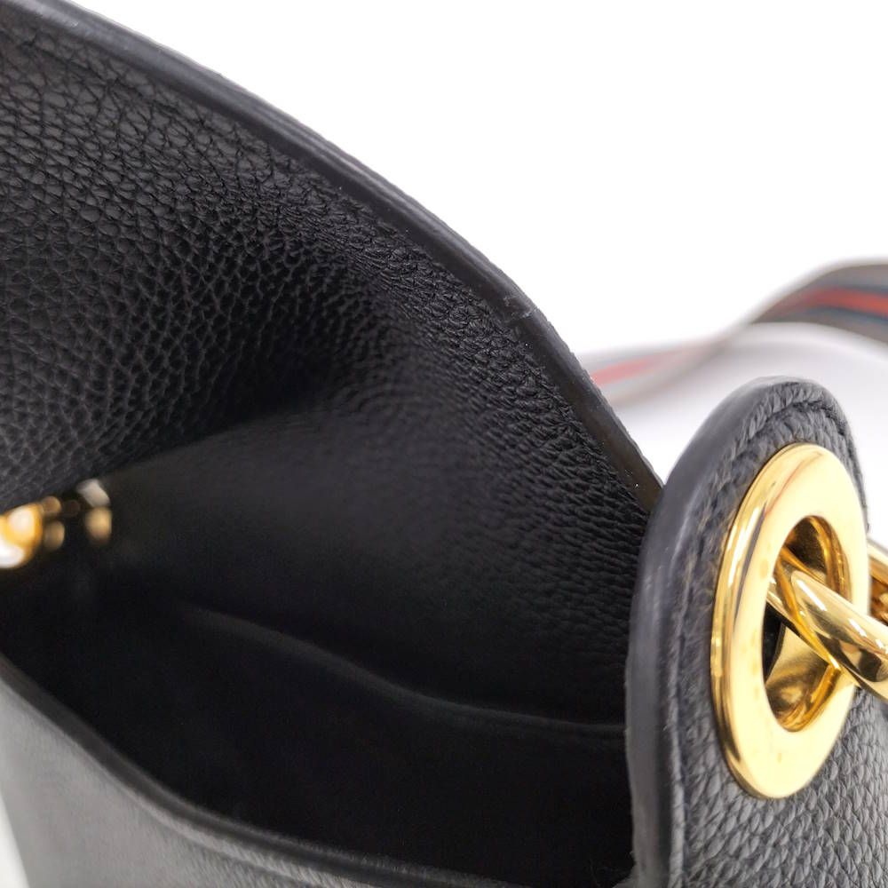 Prada Flap Shoulder Bag Leather Black Gold — view 9