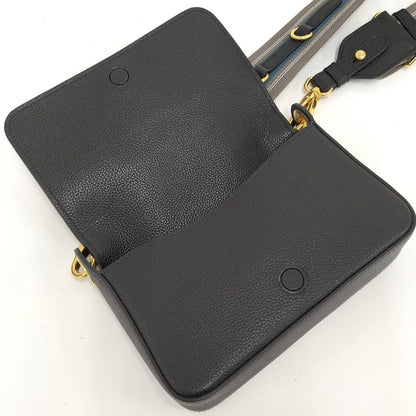 Prada Flap Shoulder Bag Leather Black Gold — view 8