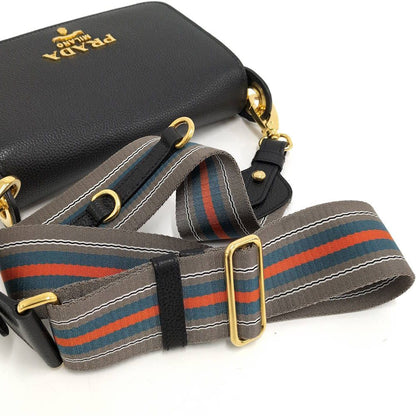 Prada Flap Shoulder Bag Leather Black Gold — view 4