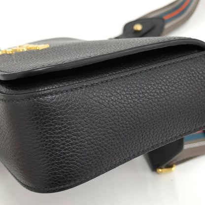 Prada Flap Shoulder Bag Leather Black Gold — view 6
