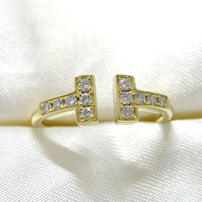 Tiffany & Co T Wire Ring 18k Yellow Gold Diamond