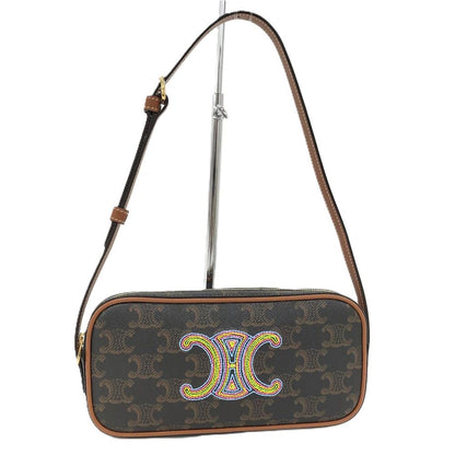 Celine Shoulder Bag Cuir Triomphe Mini Leather Black Brown Multicolor