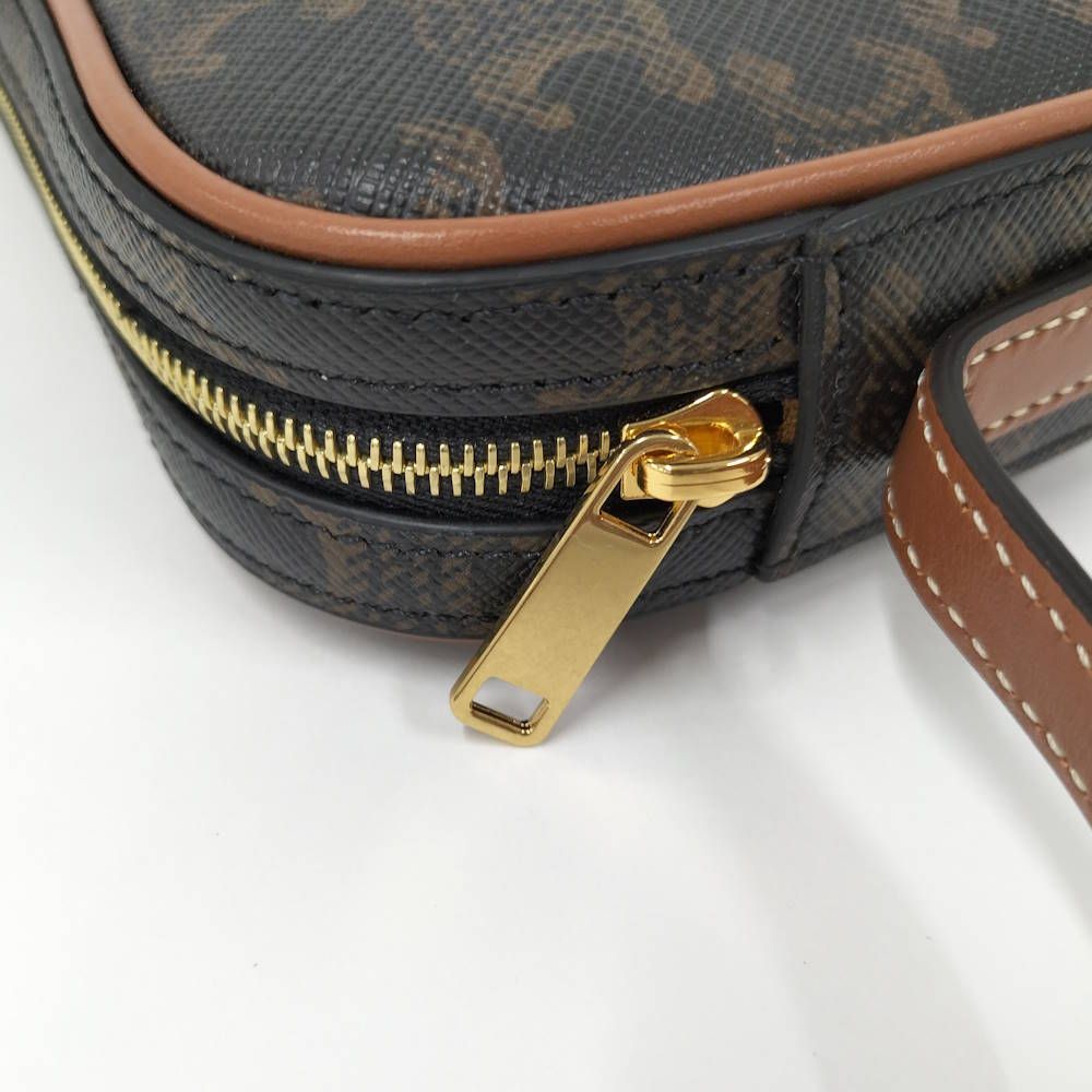 Celine Shoulder Bag Cuir Triomphe Mini Leather Black Brown Multicolor — view 5