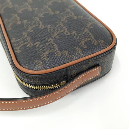 Celine Shoulder Bag Cuir Triomphe Mini Leather Black Brown Multicolor — view 6