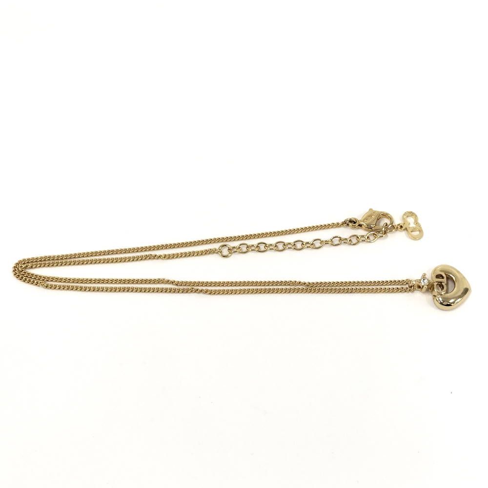 Dior CD Logo Necklace Line Stone Gold Plated — view 3