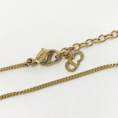 Dior CD Logo Necklace Line Stone Gold Plated — view 5