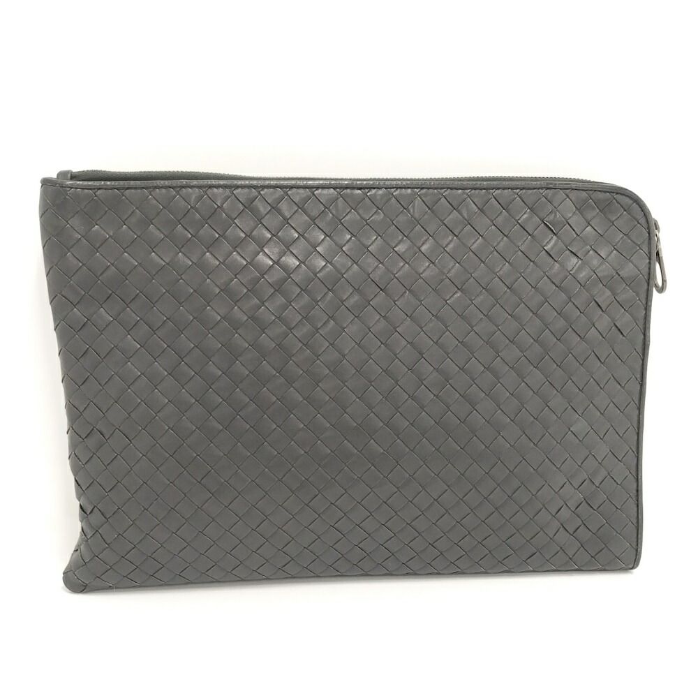 Bottega Veneta Clutch Intrecciato Leather Gray — view 2