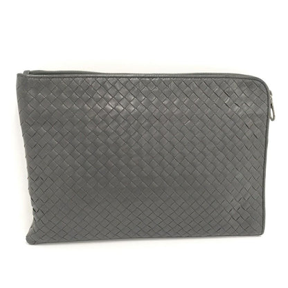 Bottega Veneta Clutch Intrecciato Leather Gray — view 2