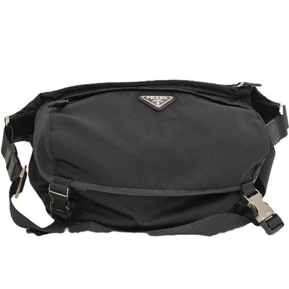 Prada Shoulder Bag Triangle Plate Nylon Black